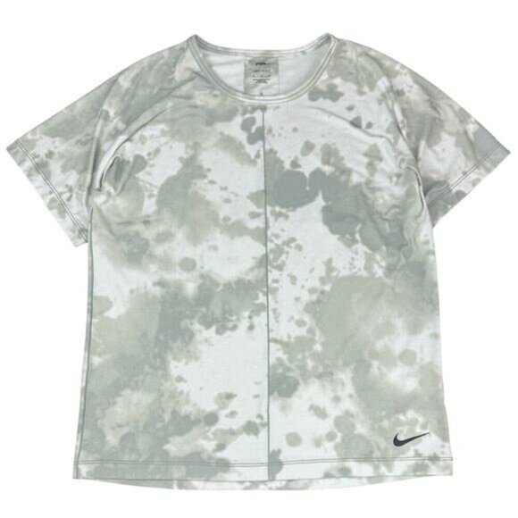 NIKE Dri-FIT Men’s All Over Print Short-Sleeve Yoga Shirt Size Medium Mica Green - Picture 4 of 7